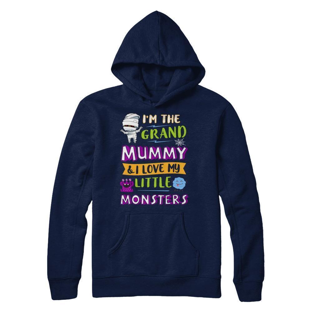 Halloween I'm The Grand Mummy And I Love My Little Monsters-T-Shirt & Hoodie-Pullover Hoodie-Navy