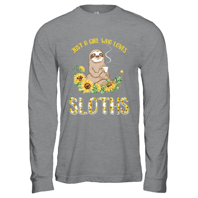 Just A Girl Who Loves Sloths And Sunflowers-T-Shirt & Hoodie-Long Sleeve T-Shirt-Sport Grey