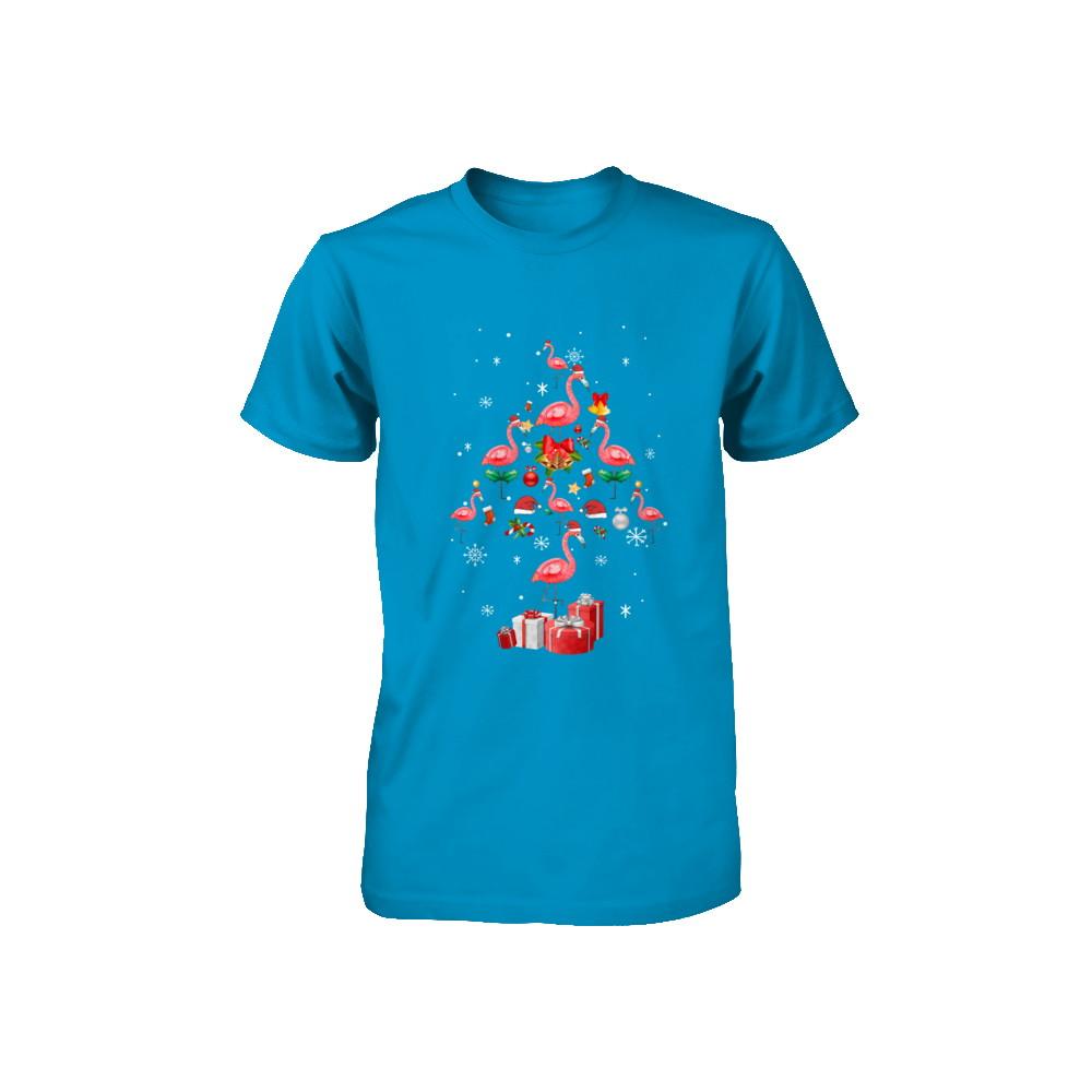 Santa Flamingo Christmas Tree Gift Youth-Youth Shirt-