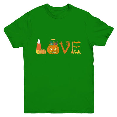 I Love Candy Funny Candy Corn Halloween Gift Youth-Youth Shirt-Youth T-Shirt-Irish Green