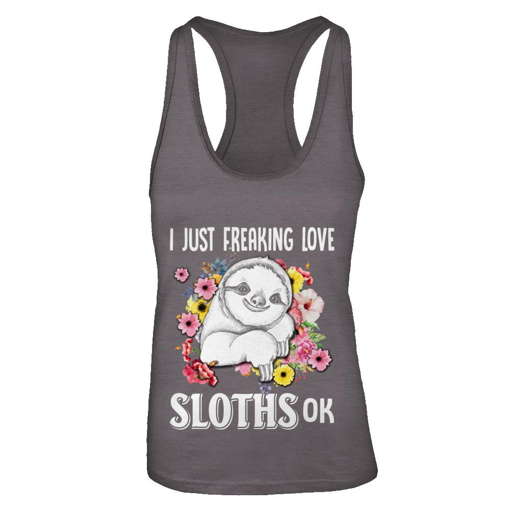 I Just Freaking Love Sloths-T-Shirt & Tank Top-Women's Ideal Racerback Tank-Dark Grey