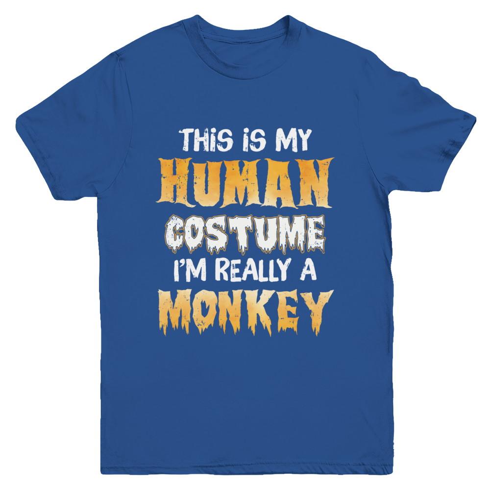 This Is My Human Costume Monkey Halloween Youth-Youth Shirt-Youth T-Shirt-Royal