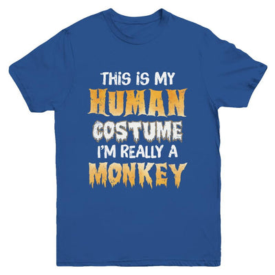 This Is My Human Costume Monkey Halloween Youth-Youth Shirt-Youth T-Shirt-Royal