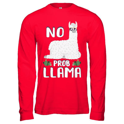 No Prob Llama No Drama Mama Alpaca Llamacorn-T-Shirt & Hoodie-Long Sleeve T-Shirt-Red