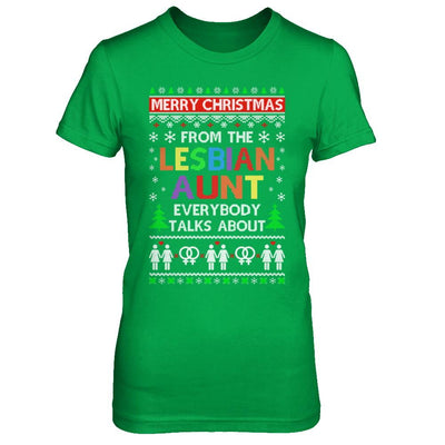 LGBT Merry Christmas From Lesbian Aunt Ugly Christmas Sweater-T-Shirt & Sweatshirt-Women's T-Shirt-Irish Green