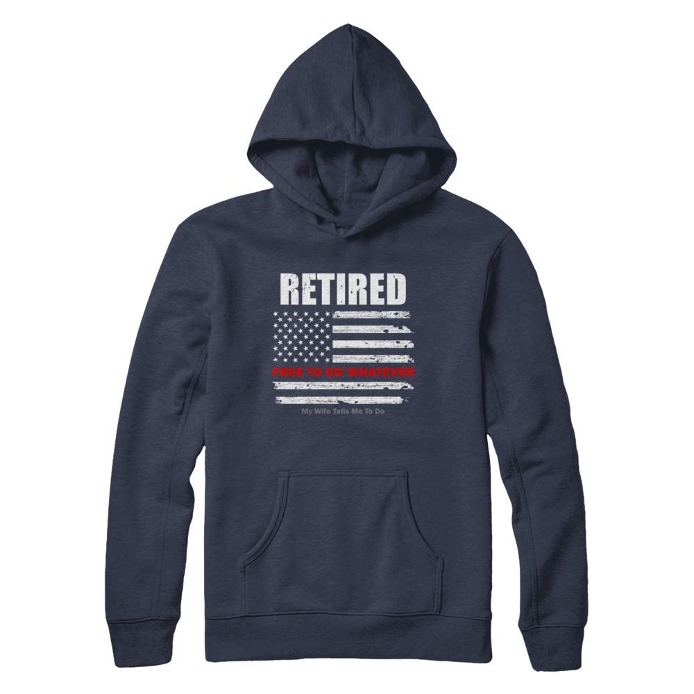 Retired Free to Do Whatever Thin Red Line Firefighter-T-Shirt & Hoodie-Pullover Hoodie-Navy