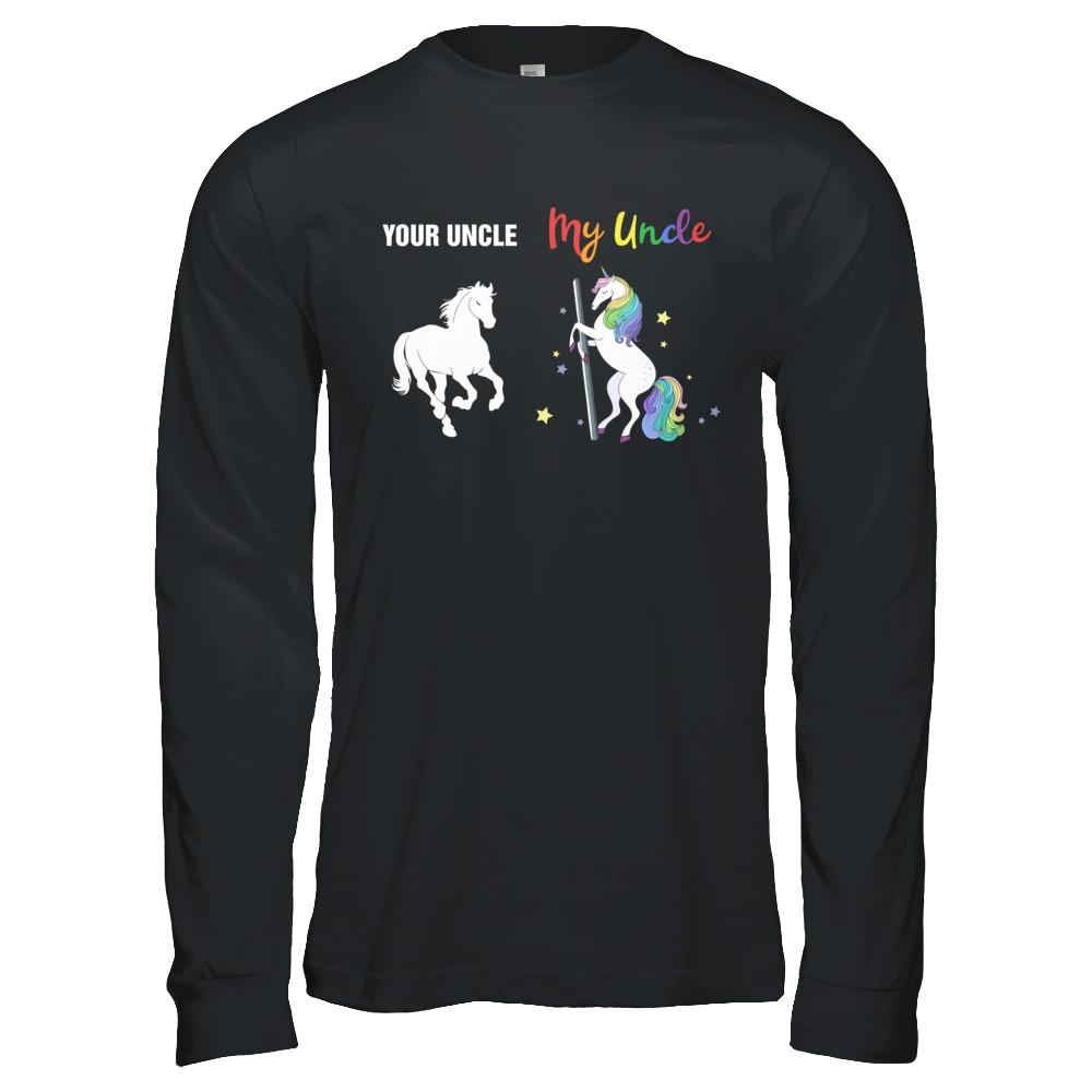 Your Uncle My Uncle Unicorn Funny LGBT Gay Pride-T-Shirt & Hoodie-Long Sleeve T-Shirt-Black