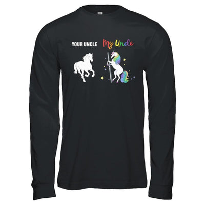 Your Uncle My Uncle Unicorn Funny LGBT Gay Pride-T-Shirt & Hoodie-Long Sleeve T-Shirt-Black