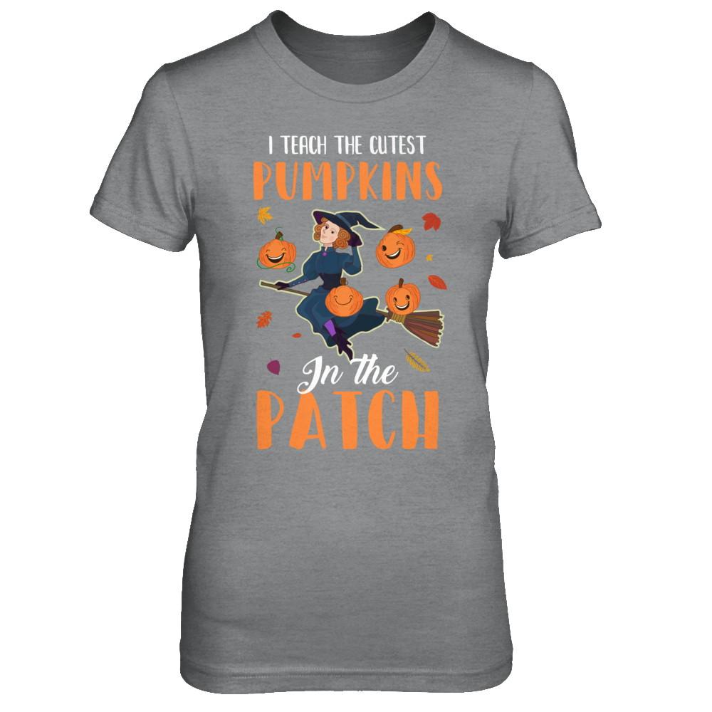 I Teach The Cutest Pumpkins In The Patch Witch Halloween-T-Shirt & Hoodie-Women's T-Shirt-Sport Grey