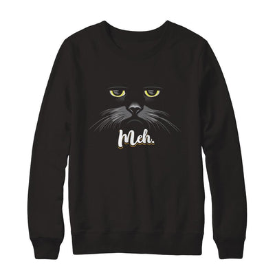 Funny Halloween Cat Meh Gift-T-Shirt & Sweatshirt-Crewneck Sweatshirt-Black