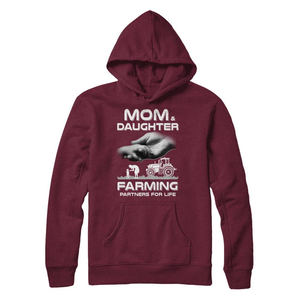 Farmer Mom And Daughter Farming Partners For Life Mothers Day-T-Shirt & Hoodie-Pullover Hoodie-Maroon