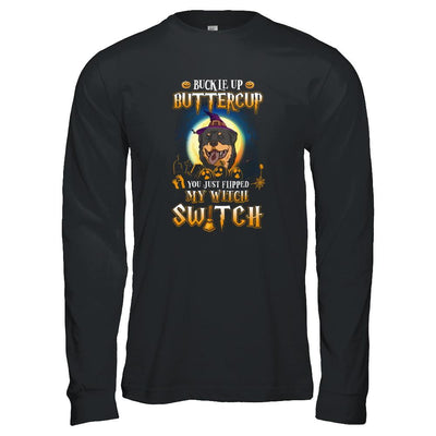 Buckle Up Buttercup Halloween Witch Rottweiler Costume-T-Shirt & Tank Top-Long Sleeve T-Shirt-Black