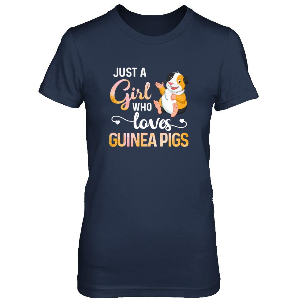 Just A Woman Who Loves Guinea Pigs-T-Shirt & Tank Top-Women's T-Shirt-Navy