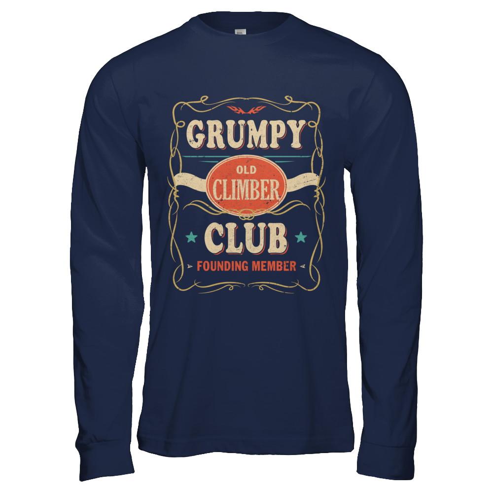 Papa Grumpy Old Climber Club Founding Member Climbing-T-Shirt & Hoodie-Long Sleeve T-Shirt-Navy