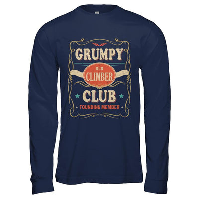 Papa Grumpy Old Climber Club Founding Member Climbing-T-Shirt & Hoodie-Long Sleeve T-Shirt-Navy