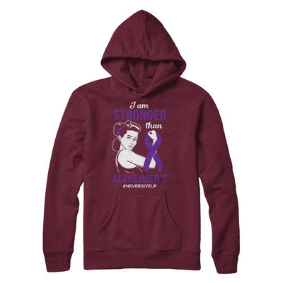 I Am Stronger Than Alzheimer's Awareness Support-T-Shirt & Hoodie-Pullover Hoodie-Maroon