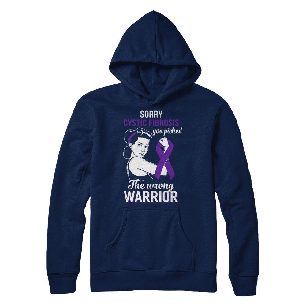 Sorry Cystic Fibrosis You Picked The Wrong Warrior Cystic Fibrosis-T-Shirt & Hoodie-Pullover Hoodie-Navy