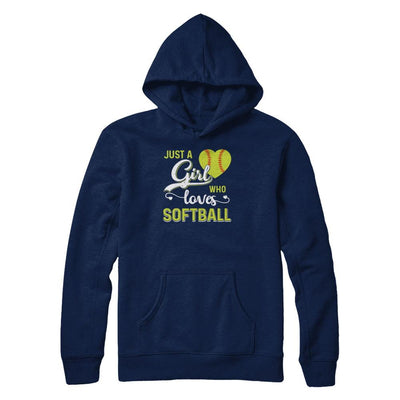 Just A Girl Who Loves Softball-T-Shirt & Tank Top-Pullover Hoodie-Navy