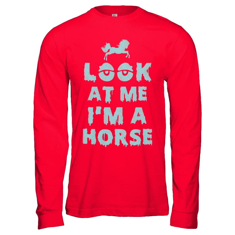 Look At Me I'm A Horse Halloween Costume-T-Shirt & Hoodie-Long Sleeve T-Shirt-Red