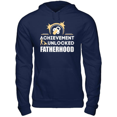 Achievement Unlocked Fatherhood First Time Dad-T-Shirt & Hoodie-Pullover Hoodie-Navy