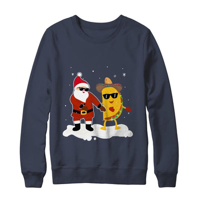 Flossing Santa Claus Taco Christmas Pajamas Gifts-T-Shirt & Sweatshirt-Crewneck Sweatshirt-Navy