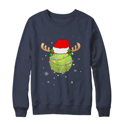 Santa Hat Tennis Reindeer Christmas Gifts-T-Shirt & Sweatshirt-Crewneck Sweatshirt-Navy