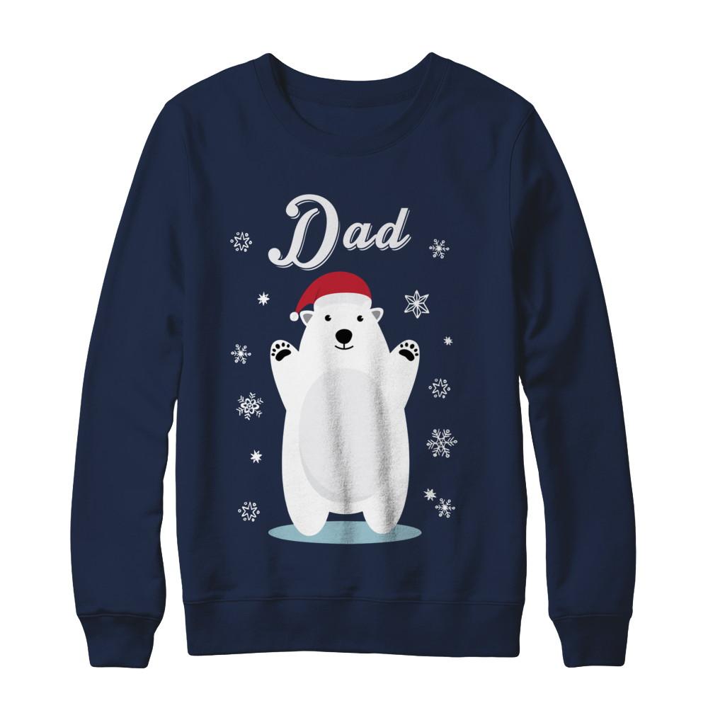 Dad Bear Christmas Santa Pajamas-T-Shirt & Sweatshirt-Crewneck Sweatshirt-Navy