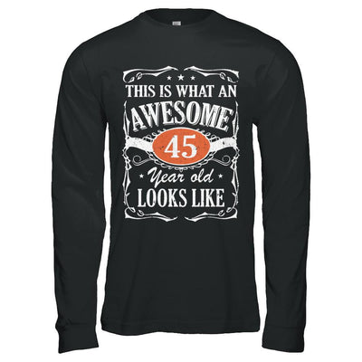Vintage This Is What An Awesome 45 Year Old 1976 Birthday-T-Shirt & Hoodie-Long Sleeve T-Shirt-Black