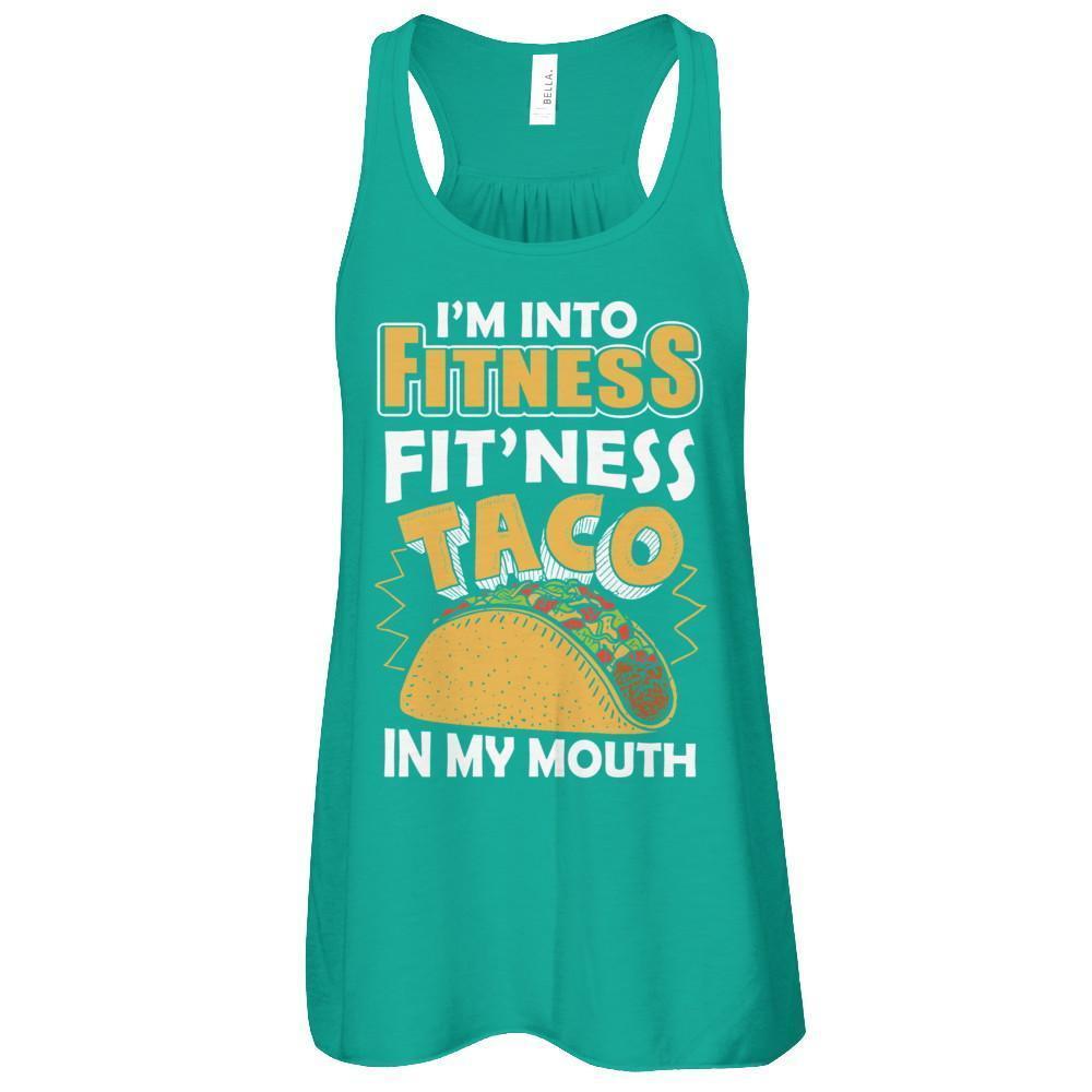 I'm Into Fitness Fit'ness Taco In My Mouth-T-Shirt & Tank Top-Women's Flowy Racerback Tank-Kelly