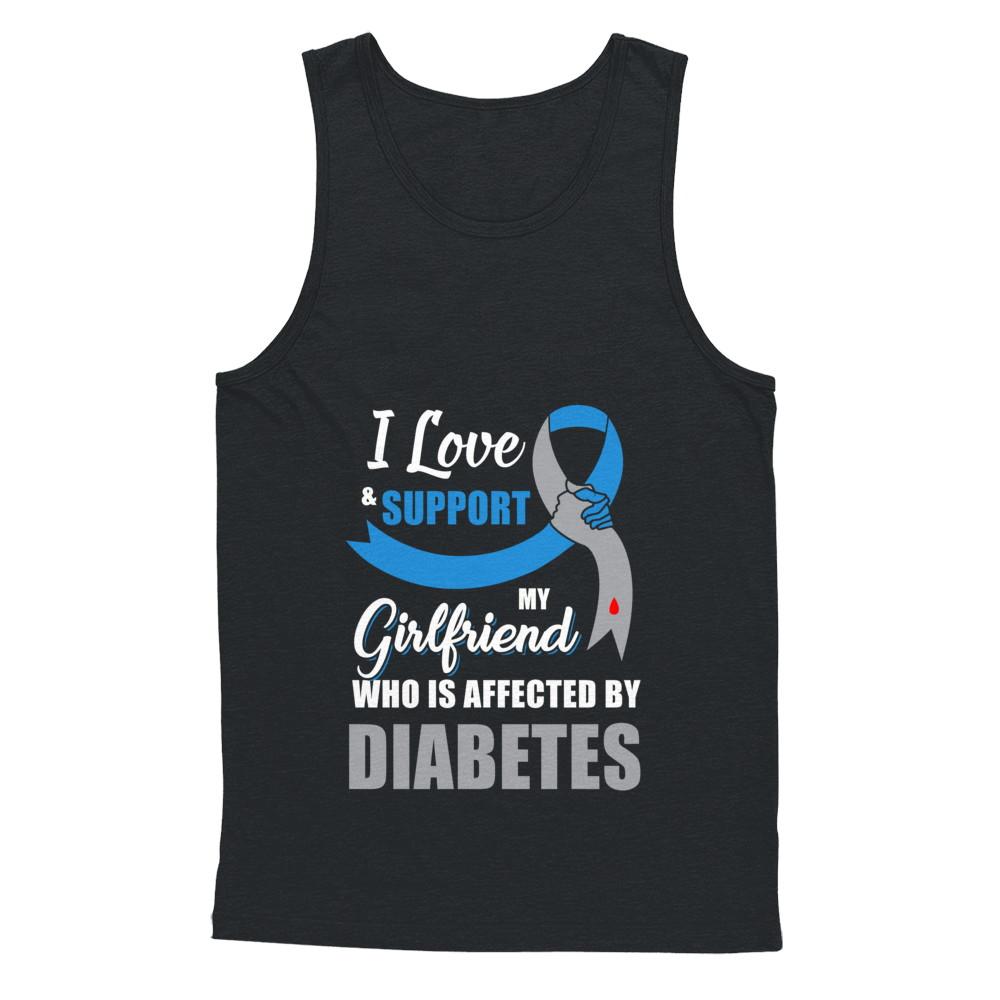 Diabetes Awareness Support Blue Grey Girlfriend Boyfriend-T-Shirt & Hoodie-Unisex Tank-Black