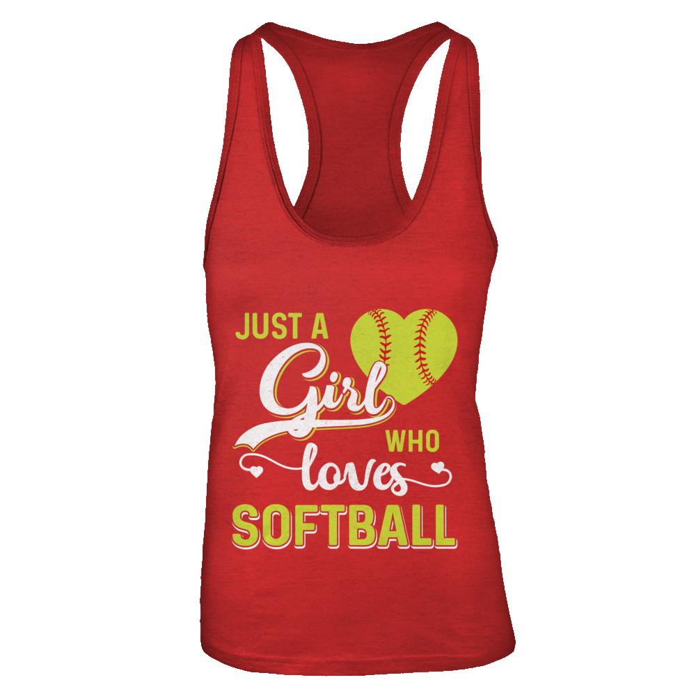 Just A Girl Who Loves Softball-T-Shirt & Tank Top-Women's Ideal Racerback Tank-Red