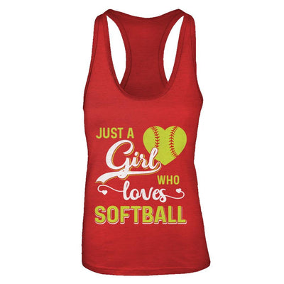 Just A Girl Who Loves Softball-T-Shirt & Tank Top-Women's Ideal Racerback Tank-Red