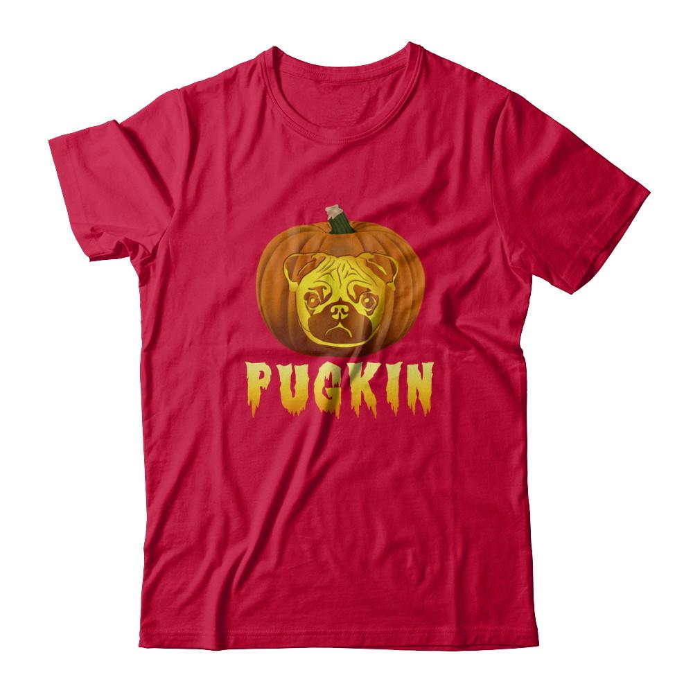 Pugkin Funny Pumpkin Pug Halloween-T-Shirt & Hoodie-Classic T-Shirt-Red
