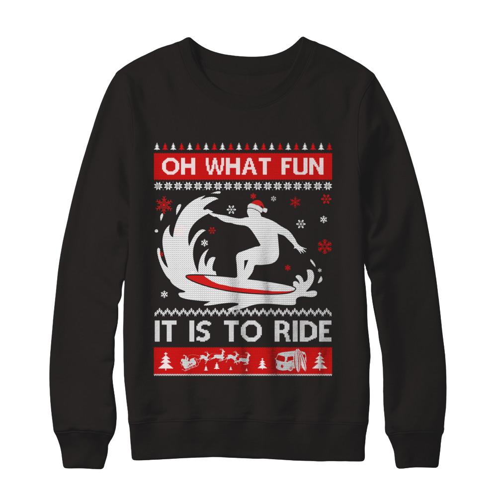 Oh What Fun It Is To Ride Sweater Christmas Surfing