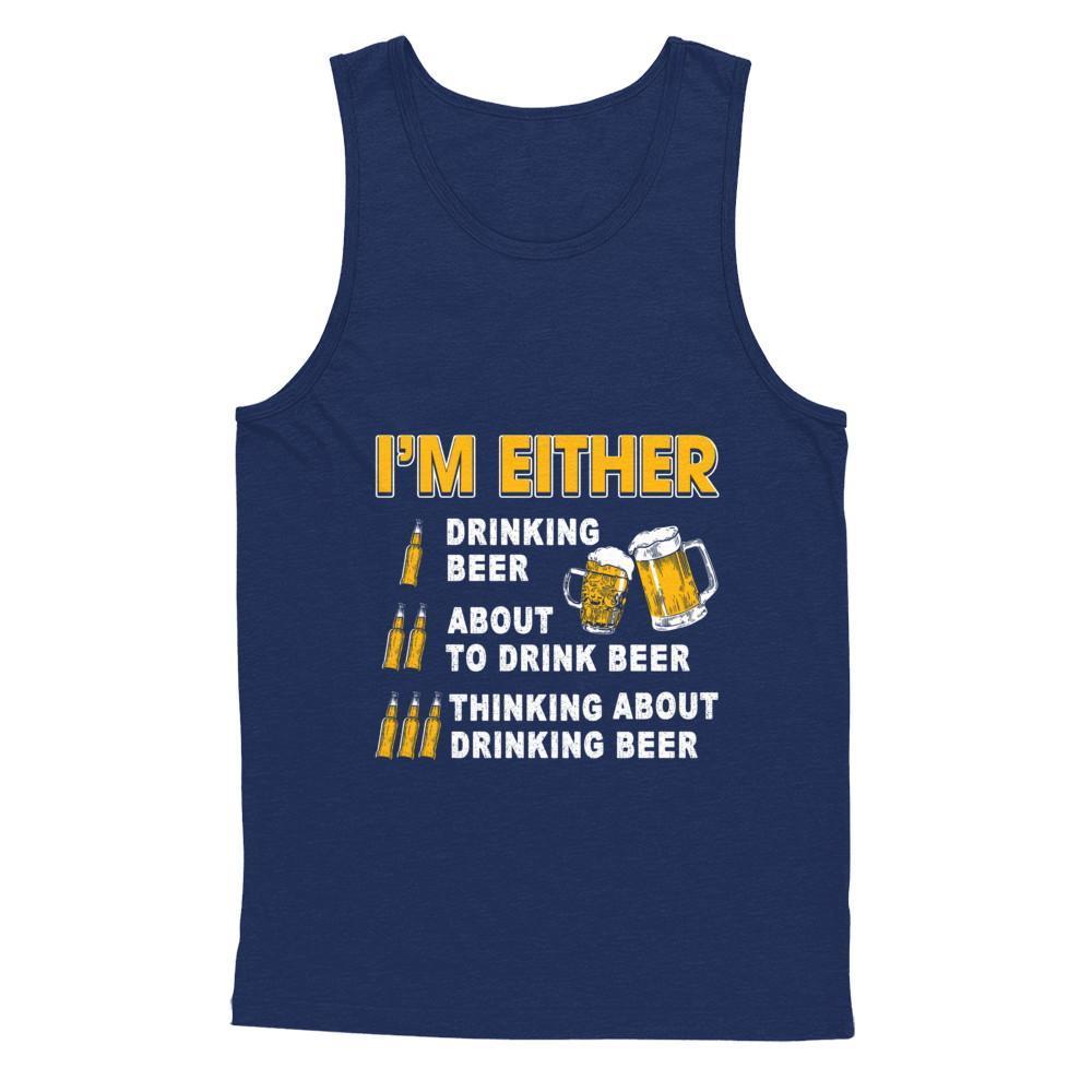 I'm Either Drinking Beer-T-Shirt & Hoodie-Unisex Tank-Navy