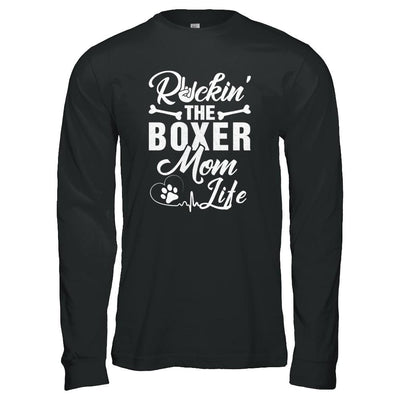 Rockin The Boxer Mom Life-T-Shirt & Tank Top-Long Sleeve T-Shirt-Black