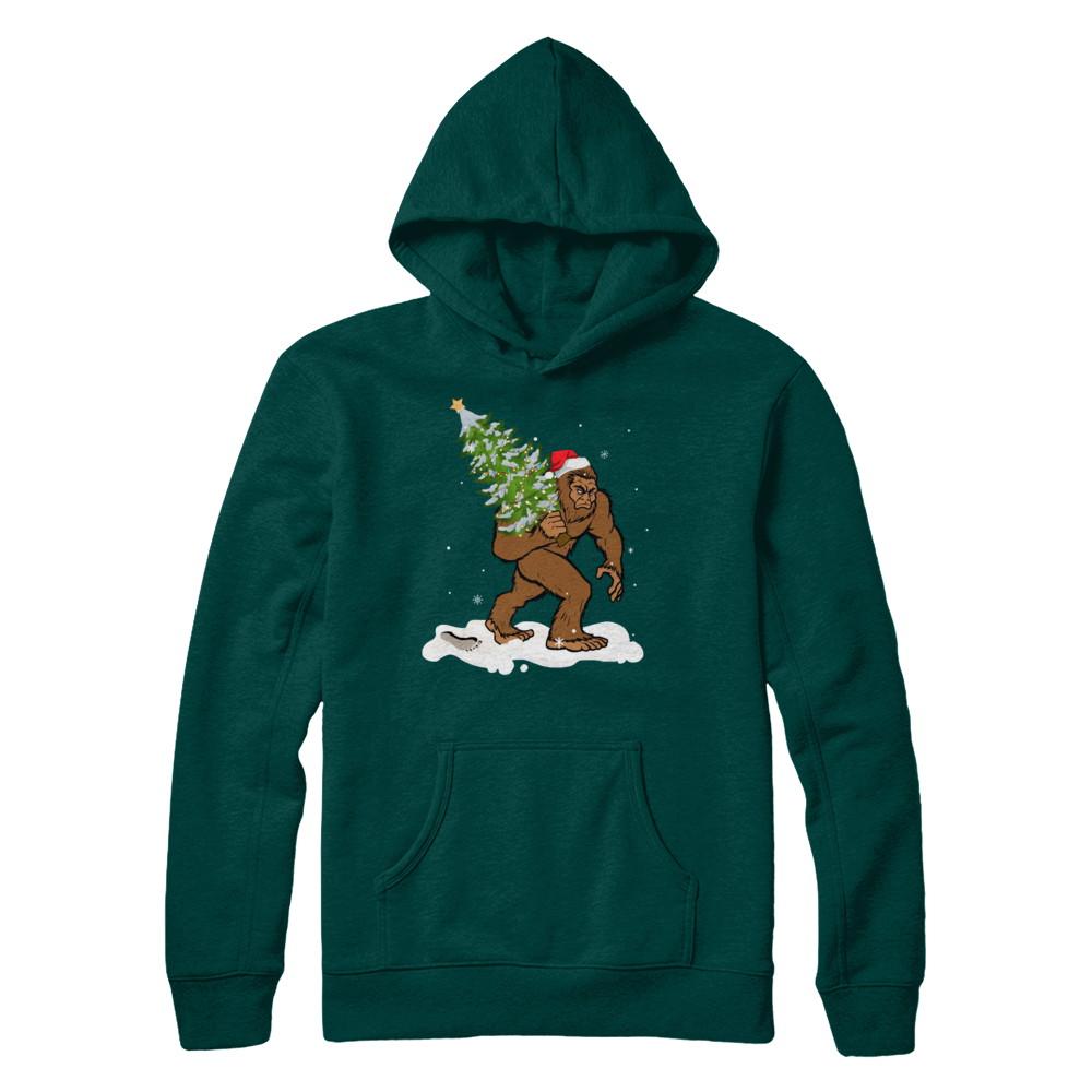 Bigfoot Christmas Tree Boys Men Sasquatch Santa Gift-T-Shirt & Sweatshirt-Pullover Hoodie-Deep Forest