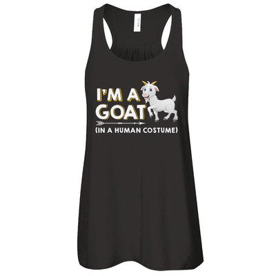 Halloween I'm A Goat In A Human Costume Funny Goat-T-Shirt & Tank Top-Women's Flowy Racerback Tank-Black