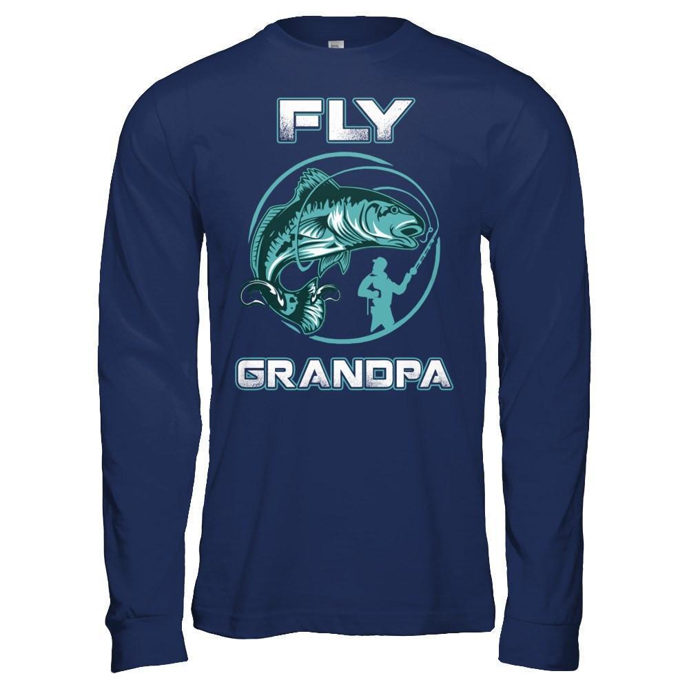 Fly Fishing Grandpa-T-Shirt & Hoodie-Long Sleeve T-Shirt-Navy