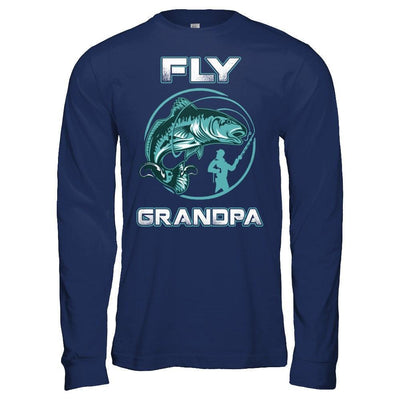 Fly Fishing Grandpa-T-Shirt & Hoodie-Long Sleeve T-Shirt-Navy