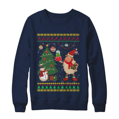 Funny Sheep Lamb Christmas Cute Family Ugly Sweater-T-Shirt & Sweatshirt-Crewneck Sweatshirt-Navy