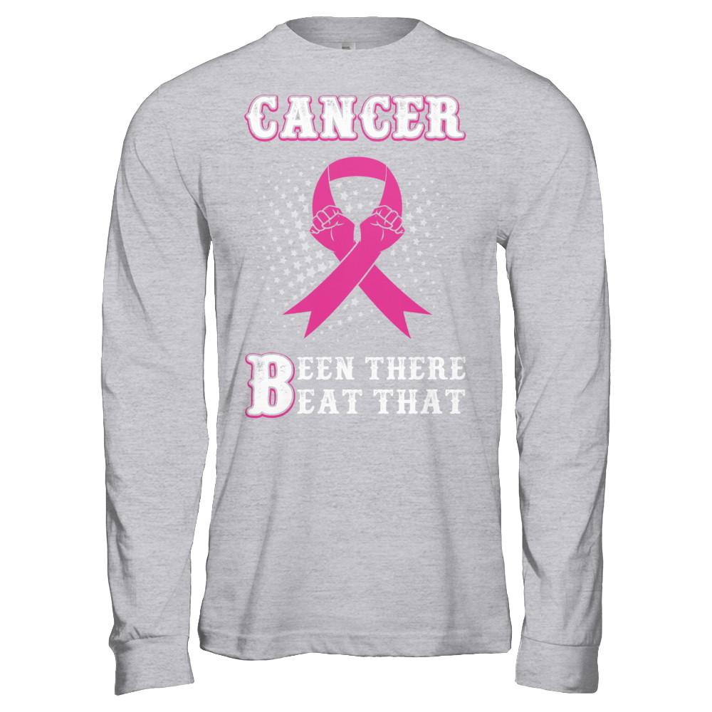 Breast Cancer Been There Beat That Awareness Pink Ribbon-T-Shirt & Hoodie-Long Sleeve T-Shirt-Sport Grey