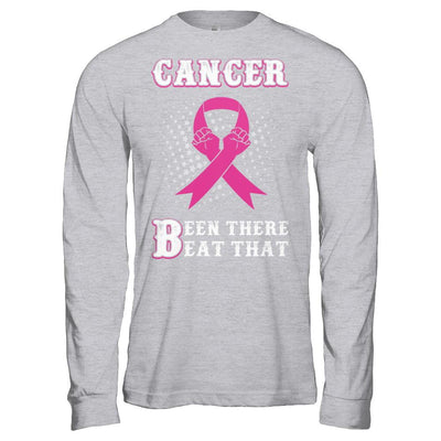 Breast Cancer Been There Beat That Awareness Pink Ribbon-T-Shirt & Hoodie-Long Sleeve T-Shirt-Sport Grey