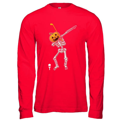 Halloween Dabbing Skeleton Golf-T-Shirt & Hoodie-Long Sleeve T-Shirt-Red