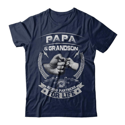 Motocross Papa And Grandson Riding Partners For Life-T-Shirt & Hoodie-Classic T-Shirt-Navy