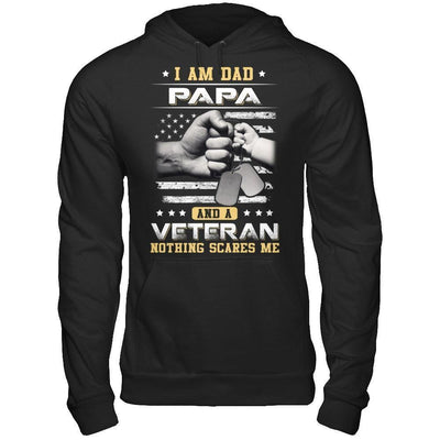 I'm A Dad Papa And A Veteran Nothing Scares Me-T-Shirt & Hoodie-Pullover Hoodie-Black