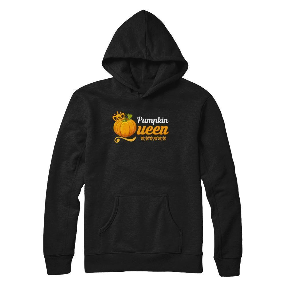 Pumpkin Queen Cute Pumpkin Spice Funny Halloween-T-Shirt & Sweatshirt-Pullover Hoodie-Black
