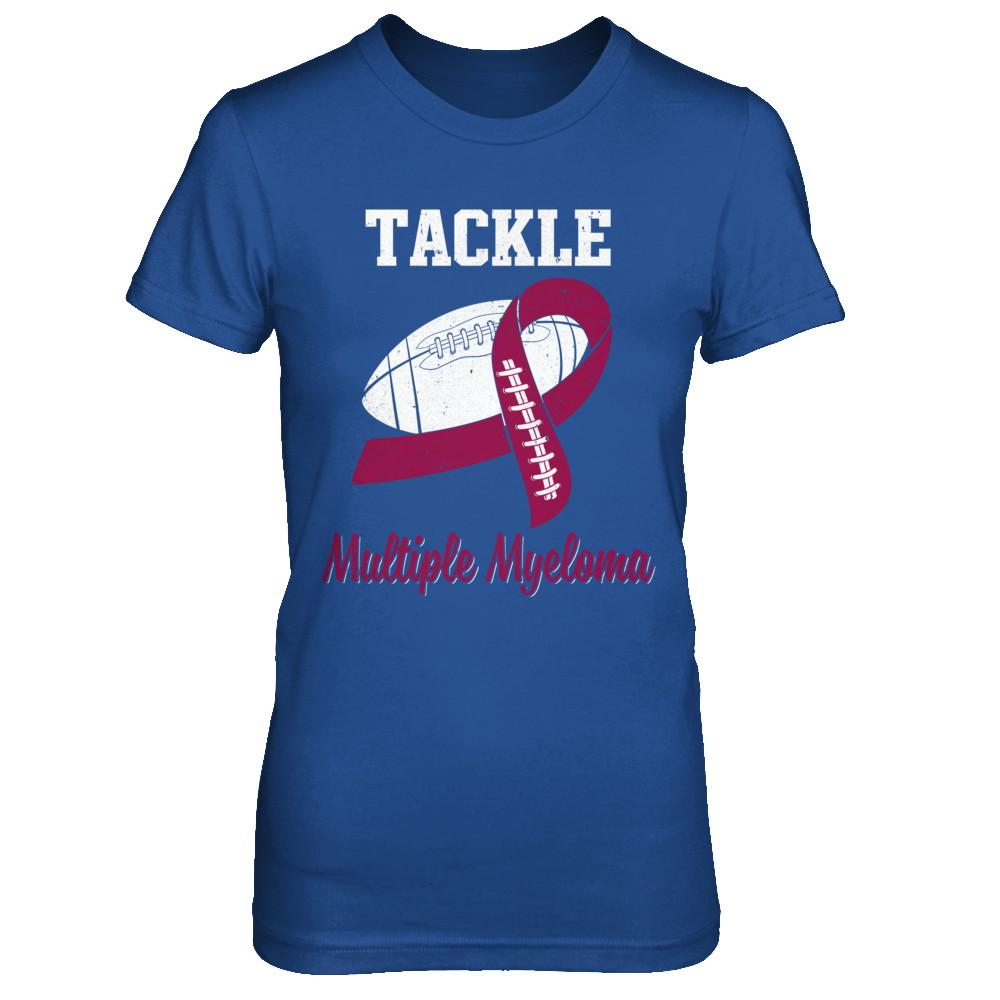 Football Survivor Tackle Burgundy Multiple Myeloma Awareness-T-Shirt & Hoodie-Women's T-Shirt-Royal