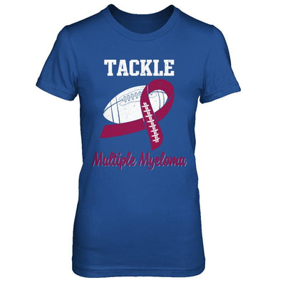 Football Survivor Tackle Burgundy Multiple Myeloma Awareness-T-Shirt & Hoodie-Women's T-Shirt-Royal
