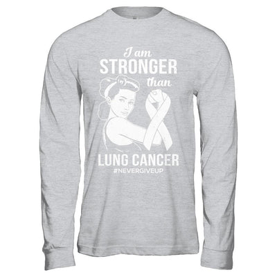 I Am Stronger Than Lung Cancer Awareness Support-T-Shirt & Hoodie-Long Sleeve T-Shirt-Sport Grey
